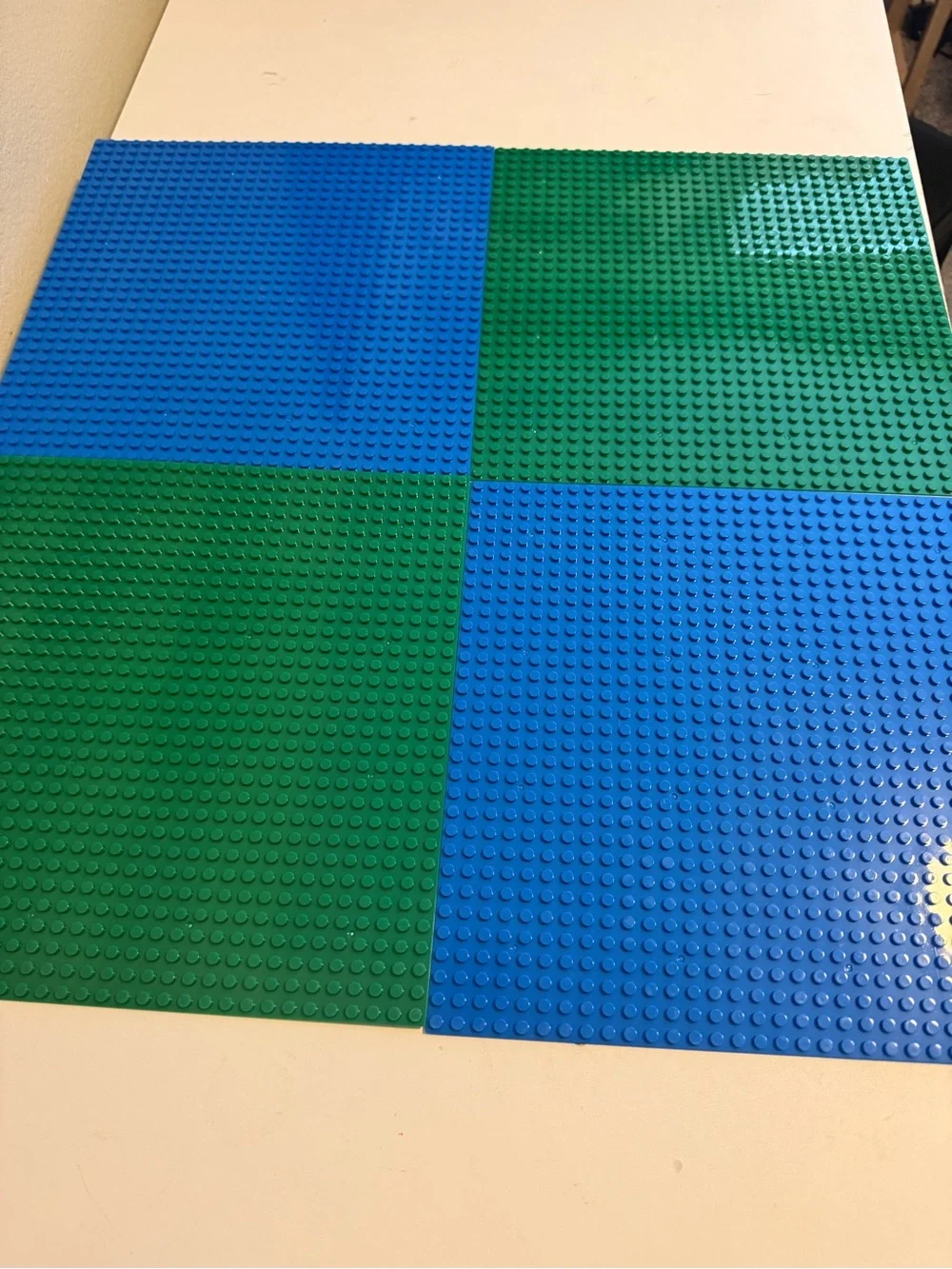 Lego Compatible Base Plates- 2 Blue & 2 green.